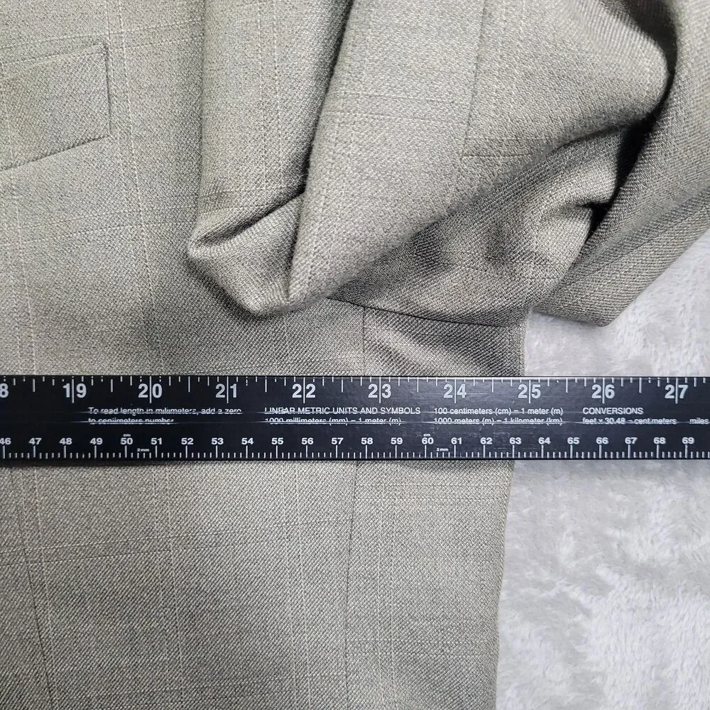 Lauren Ralph Lauren Sport Coat Mens 50L Gray Check Silk Wool 2 Button Blazer